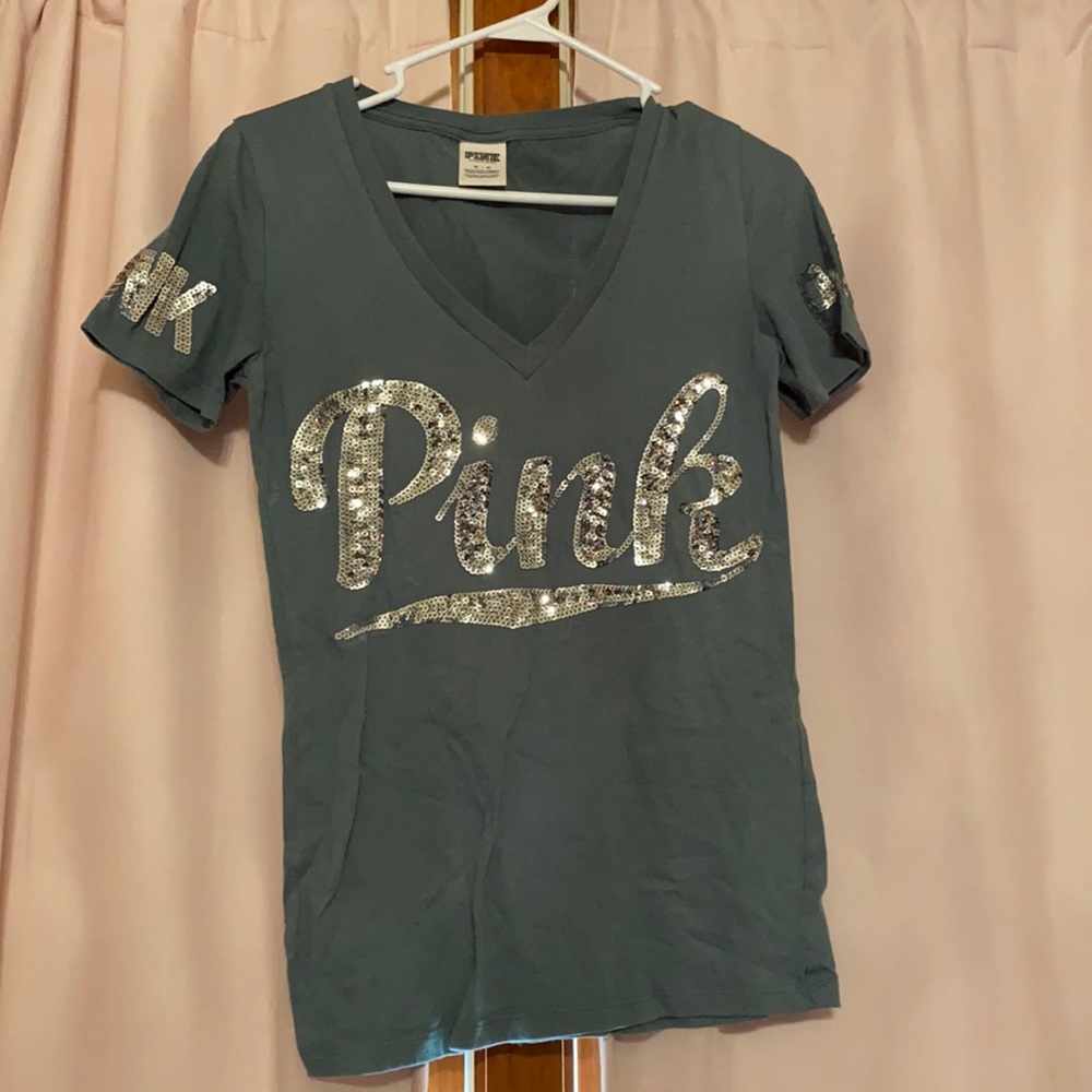 PINK Short Sleeve V Neck T Shirt